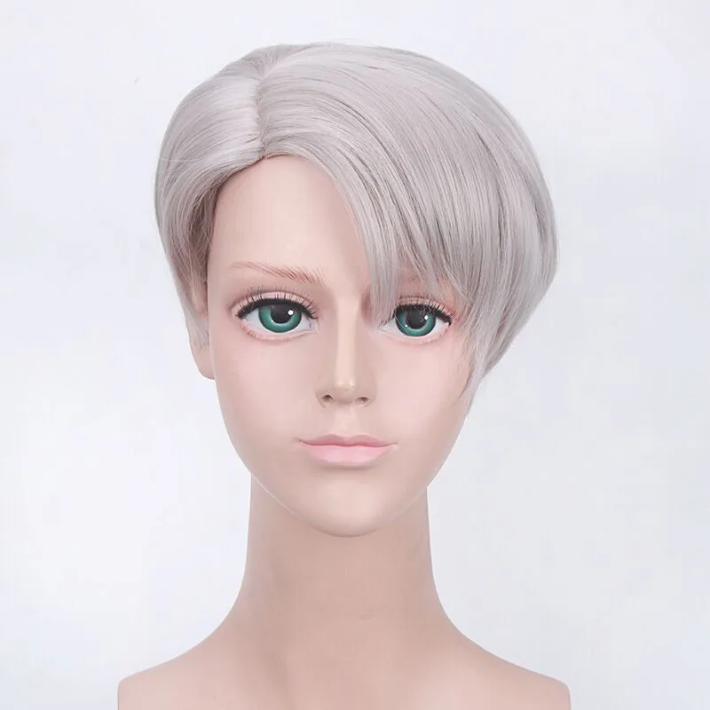 wig 2 Аниме YURI! На льду Katsuki Костюмы для косплея Виктор Никифоров синтетические парики, куртка, штаны для девочек и мальчиков, школьный спортивный костюм - Цвет: wig 2