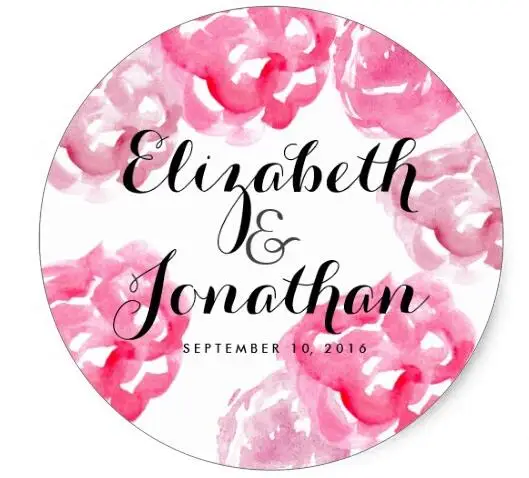 

1.5inch Modern Vintage Pink Floral Wedding Custom Favor Classic Round Sticker
