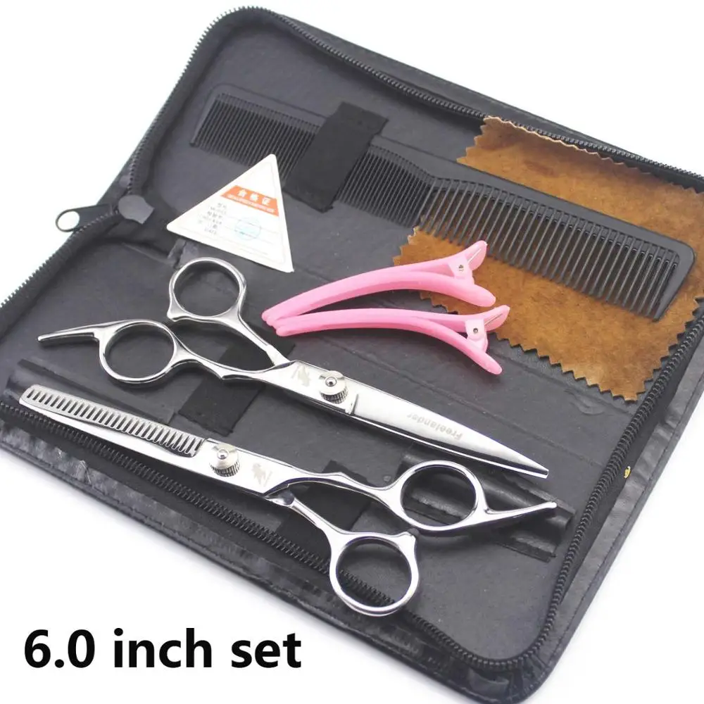 6inch white Set Новинка, Профессиональные парикмахерские ножницы, набор ножниц для стрижки волос, парикмахерские ножницы высокого качества, 6,0 дюймов, цвет черный - Цвет: 6inch white Set
