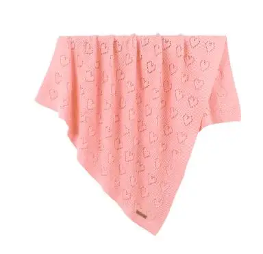 82W515 Pink Детское одеяло, обертывание, вязаное, для новорожденных, пеленание, сердце, для малышей, корзина, коляска, покрывало одеяла, одеяло для мальчиков и девочек, муслиновая пеленка - Цвет: 82W515 Pink