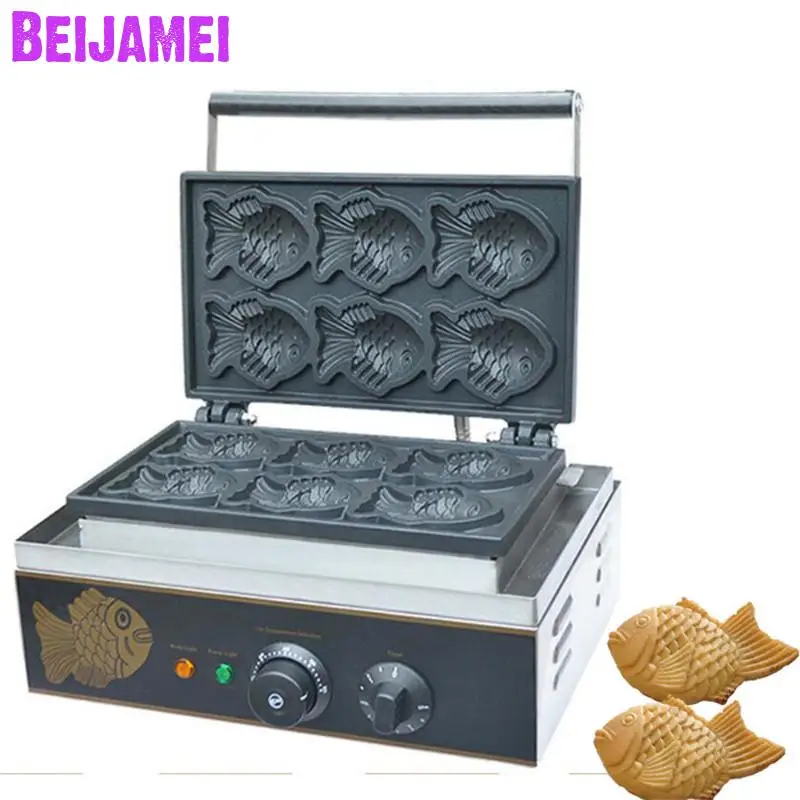 

BEIJAMEI Commercial Electric Japanese Taiyaki Maker Machine Small Fish Taiyaki Cake Making Machine