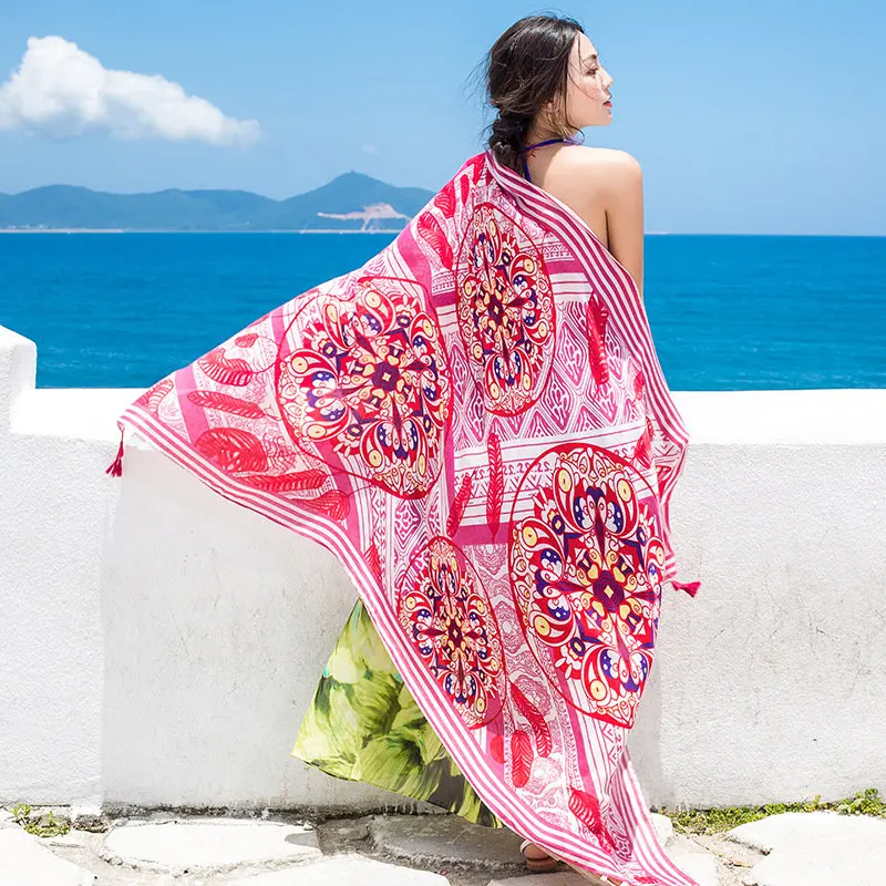 Boho весенне летний женский Шарф Длинный мягкий Пляжный платок Женская шаль