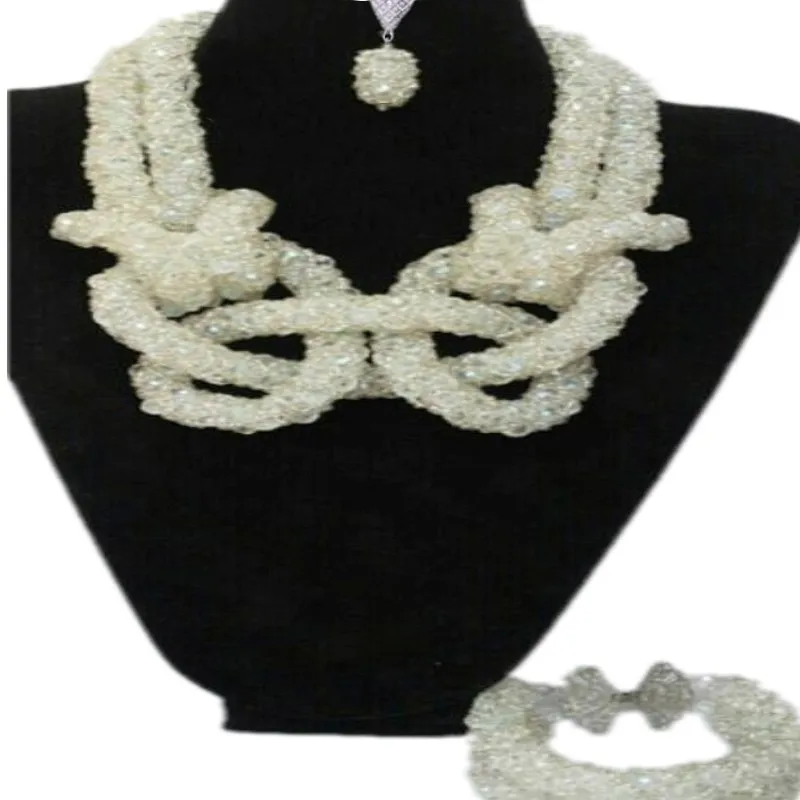 New Transparent White Indian Bridal Jewelry sets Animal Design African Nigerian Beads Set For Women Free Shipping 2018 | Украшения и