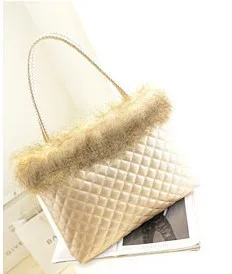 Free shipping 2013 European and American big new winter handbags Quilted PU bag rabbit fur plush manufacturers 10 | Багаж и сумки