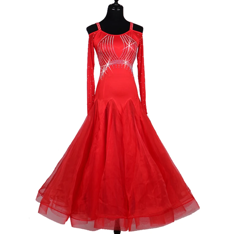 Elegant Womens Ballroom Dance Dresses Long Sleeve Standard Professional Modern Tango Dancing Costumes Festival Clothing BL1408 |