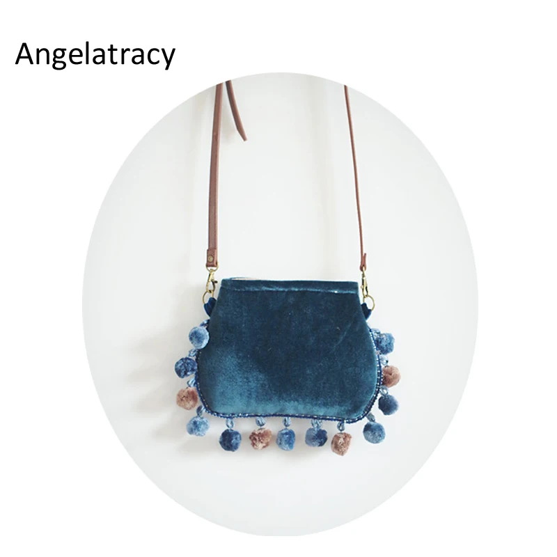 Женская велюровая мини сумка Angelatracy винтажная богемная бархатная мессенджер с