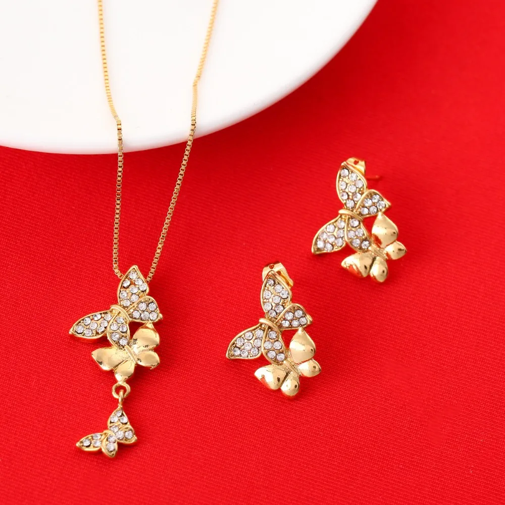 Ментальные милые бабочки золотые Африканские животные кулон ожерелье наборы