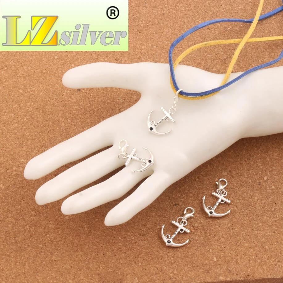 

100PCS zinc alloy Love Anchor Clasp European Lobster Trigger Clip On Charm Beads C002 19x36mm