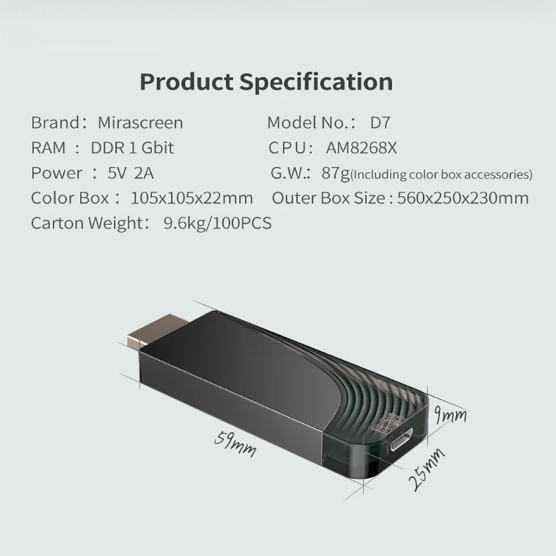 Mirascreen D7 Wifi 2 4G/5G дисплей ТВ палка 4K HD EZCast WiFi ключ адаптер для телефонов IOS Android Xiaomi