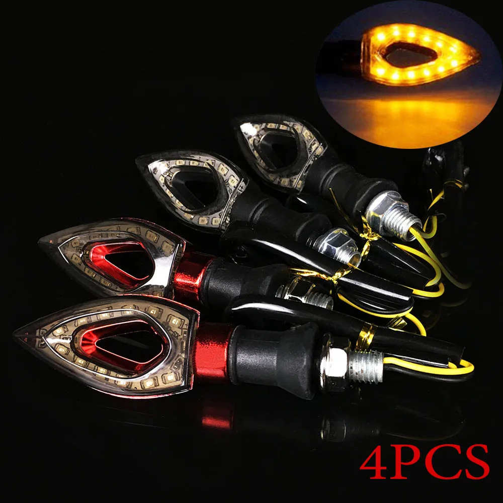 4 шт. универсальные поворотники для мотоцикла 12 В светодиодов | Сигнальные огни в