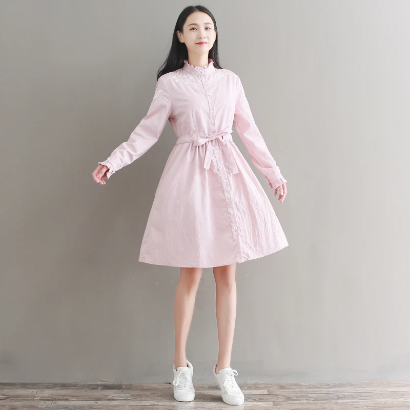 Японское весенне-летнее женское Цветочное платье Элегантное голубое розовое