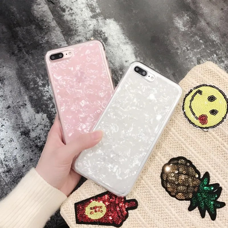 Ayeena Simple Seashells Skin Soft Phone Case For iphone X 6 6S 7 8 Plus Ultra Slim TPU Conque for Girly |
