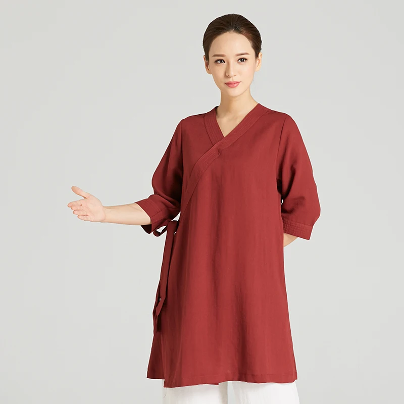 Халат женский в китайском стиле с косым воротником и юбкой|tai chi|martial arts clothingtaoist robe