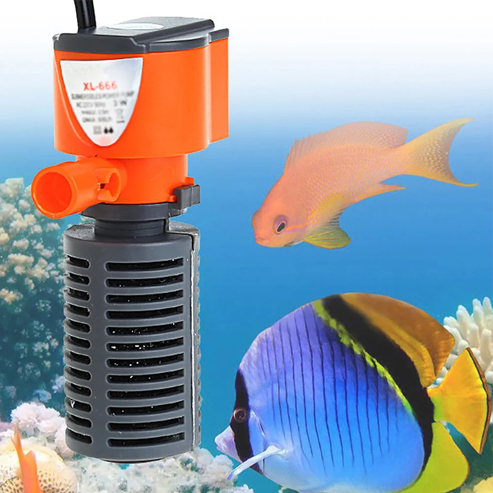 3 In 1 Spray Silent Air Increase Oxygen Pump Fish Tank Submersible Filter Internal Sponge | Дом и сад