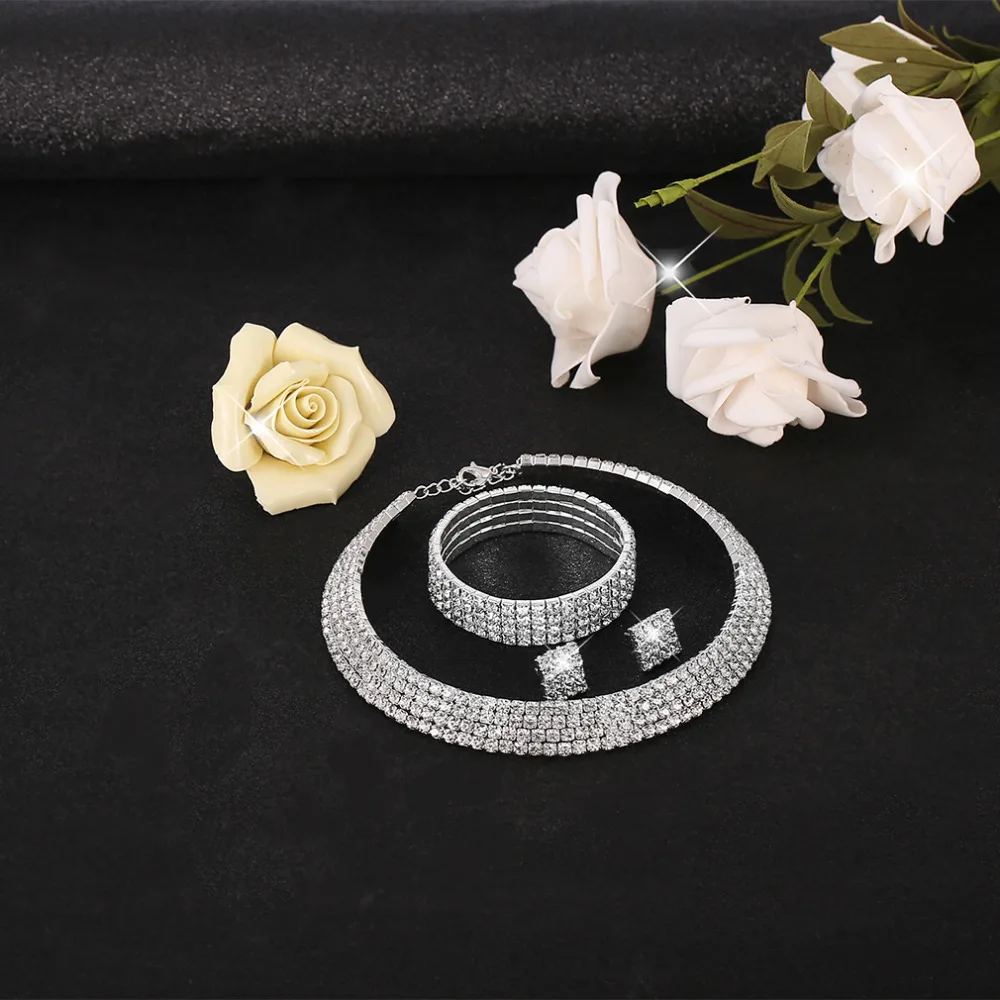 GENBOLI 3 шт./компл. Свадебный комплект ювелирных изделий с драгоценными камнями