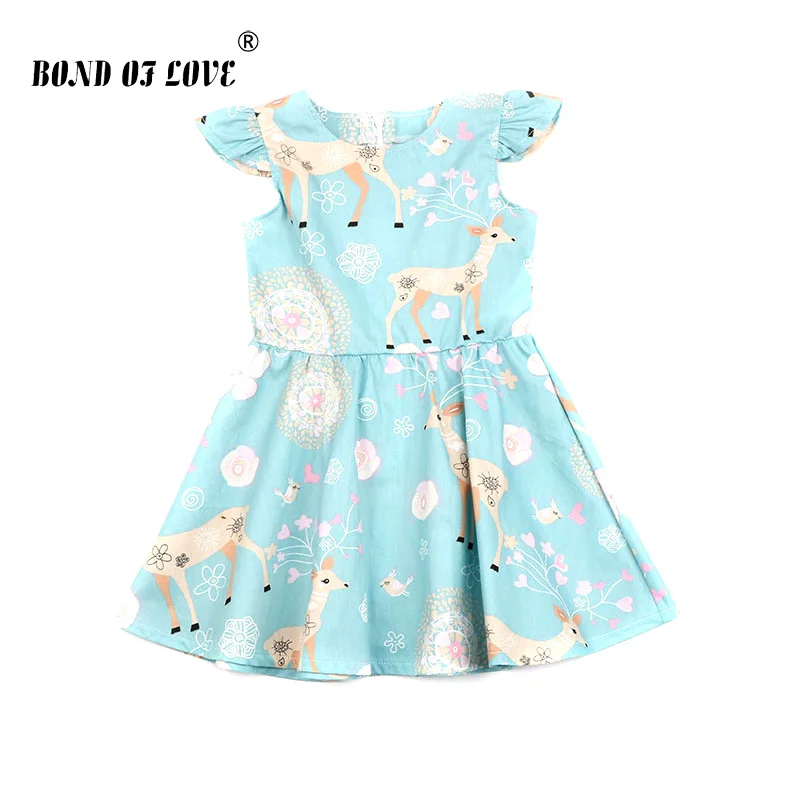 

Kid Lace Girl Dress For Wedding Evening Party Girl Costume Princess Dress Girl Summer Clothes Deer Floral Print Sleeveless Dress