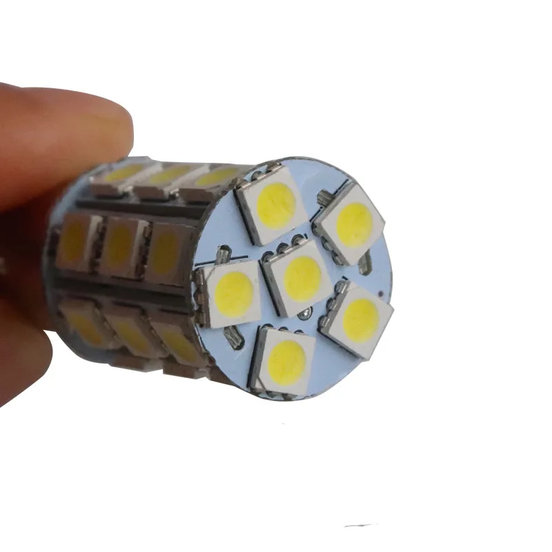 100 шт./лот S25 1157 BAY15D P21/5 Вт 27 SMD 5050 LED 27SMD задний фонарь лампа Кукуруза теплый белый