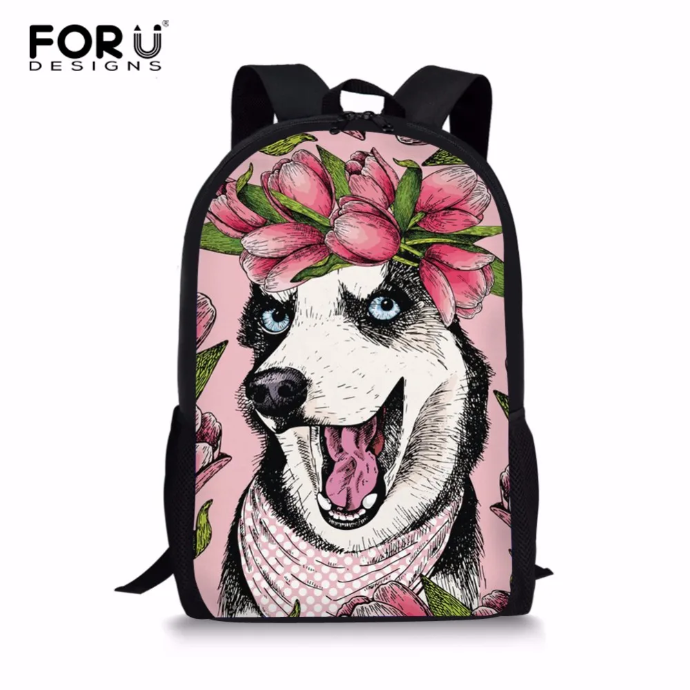 FORUDESIGNS/Хаски узор детские школьные сумки 3D животных портфели с принтом для