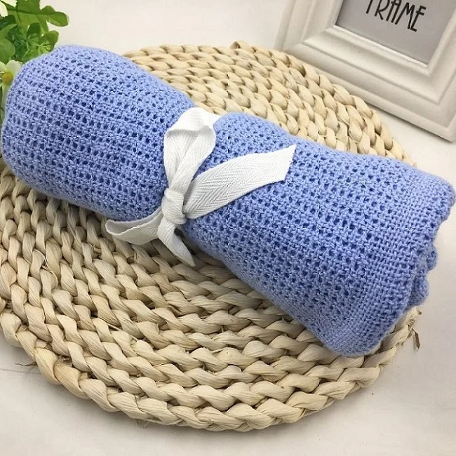Sky Blue Детское одеяло из хлопка, супер мягкое детское одеяло для новорожденных, пеленка для младенцев, банное полотенце для девочек и мальчиков, накидка для коляски, Inbakeren - Цвет: Sky Blue