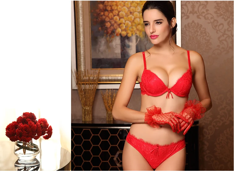 Lilymoda женский сексуальный роскошный комплект нижнего белья ресницы кружевной комплект бюстгальтер и трусики бесшовные трусики нижнее белье пуш-ап черный красный бюстгальтер