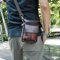 original leather male casual design mini shoulder messenger crossbody bag fashion belt waist bag travel small pouch men 611 18 l