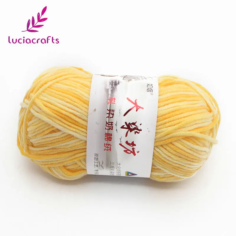 02 yellow Lucia ремесла 1 шт./лот Вязание Пряжа шерсть молоко хлопок тканый свитер шарф перчатки шляпа DIY ткацкий материал для одежды CW0302 - Цвет: 02 yellow