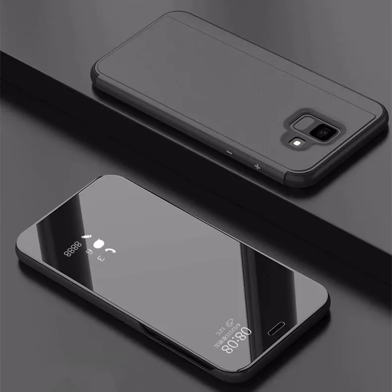 Zeallion для самсунга Galaxy A6 A6 Plus J6 J8 роскошный откидной прозрачный зеркальный кожаный чехол-подставка с окошком