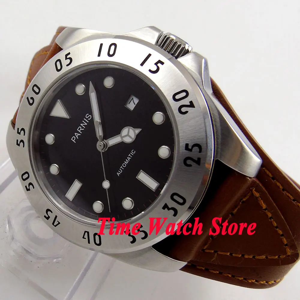 

Parnis 43mm black dial 10ATM 21 jewels MIYOTA Automatic movement men's watch 428