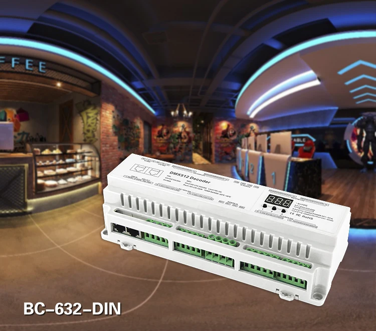 Светодиодный DMX512 декодер постоянного напряжения DC5-24V вход; 3A* 32CH выход Светодиодный дисплей DIY Настройка адреса RJ45 32 канала DMX декодер