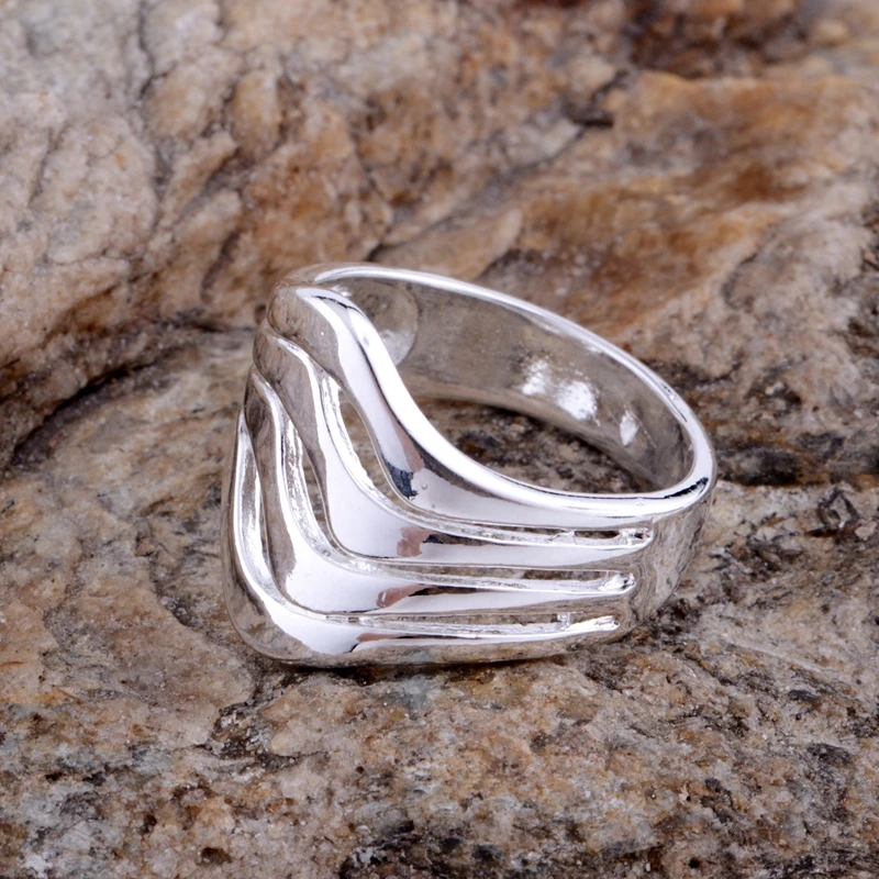 Ослепительные круглые посеребренные кольца оптовая продажа модные ювелирные