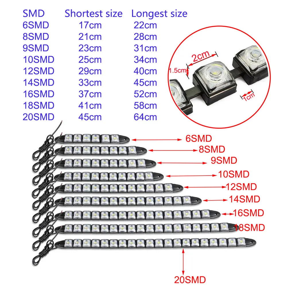 Гибкие светодиодсветодиодный дневные ходовые огни 2 шт. лампа 6/8/9/10/12/14/16/18/20