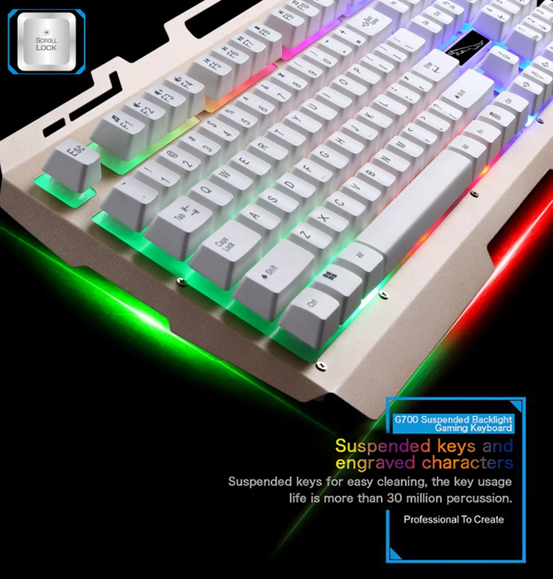 FELYBY G700 USB Проводная RGB светодиодная Радужная подсветка 104 клавиши игровая