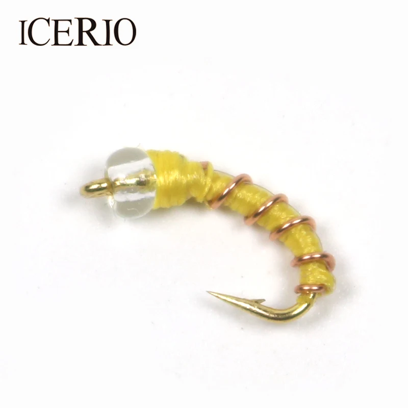 ICERIO 8 шт. стеклянная шариковая головка Nymph Mercury Zebra Midge форель для ловли нахлыстом