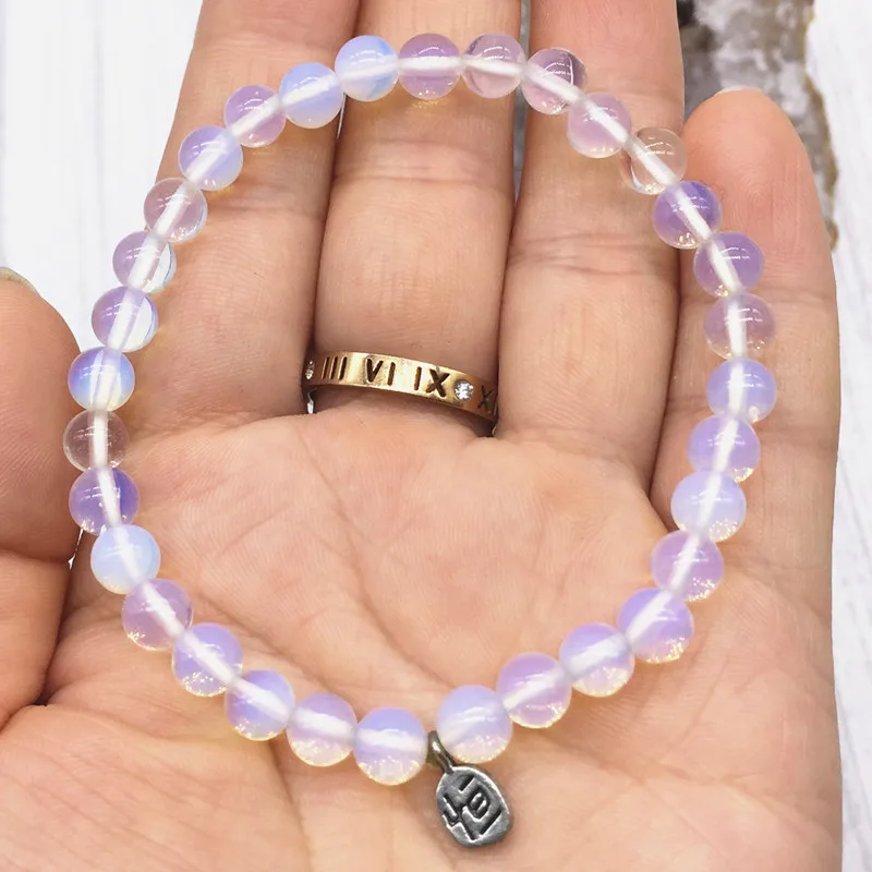 6 мм небольшой браслет из бусин природа аметисты Амазонит опал бусины лунного