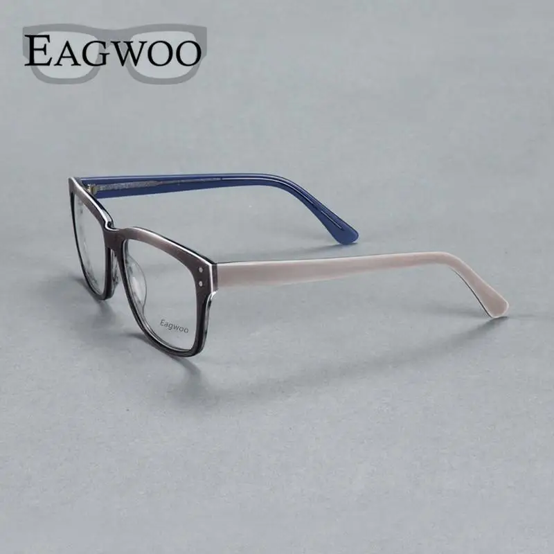EAGWOO, мужские деревянные очки, квадратные, полная оправа, оптическая оправа, рецепт, очки с весенним храмом, новинка 1930