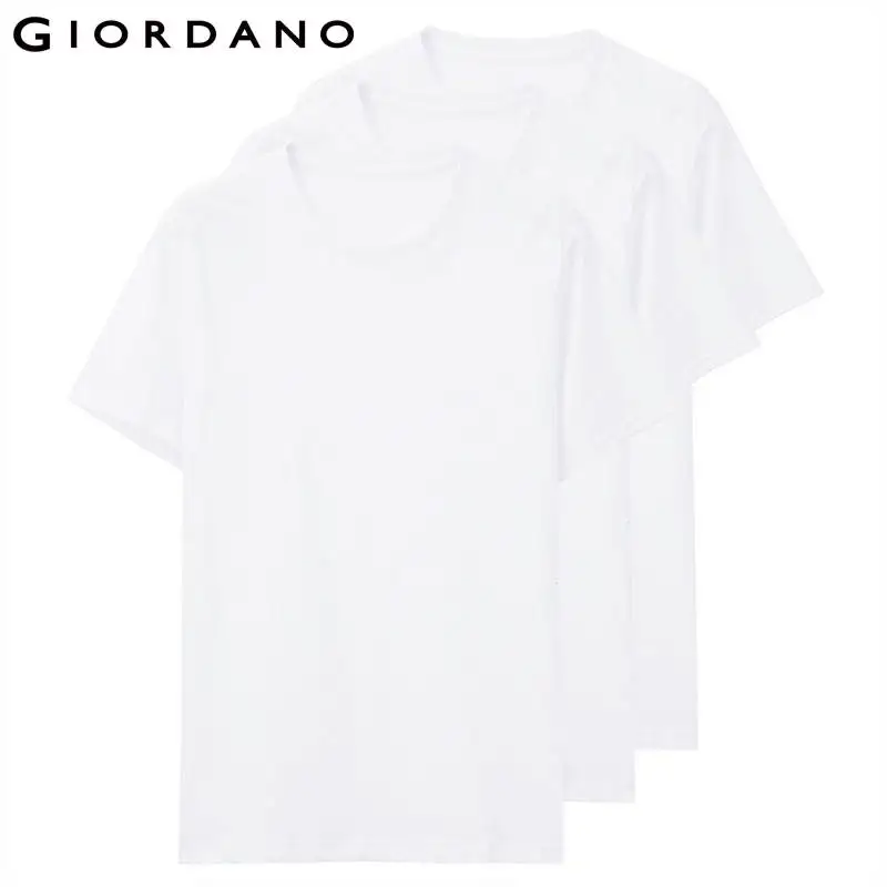 Giordano футболка мужская три простых футболки с круглым воротом и короткими рукавами рубашки мужские выполненные из натурального хлопка - Цвет: 21White