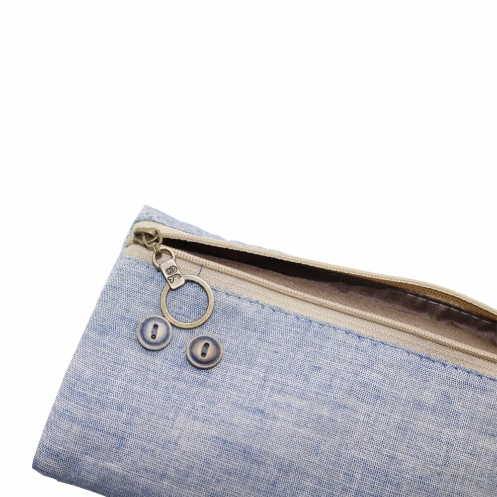 Чистый цвет ретро льняной пенал для студентов 4 дополнительных канцелярский