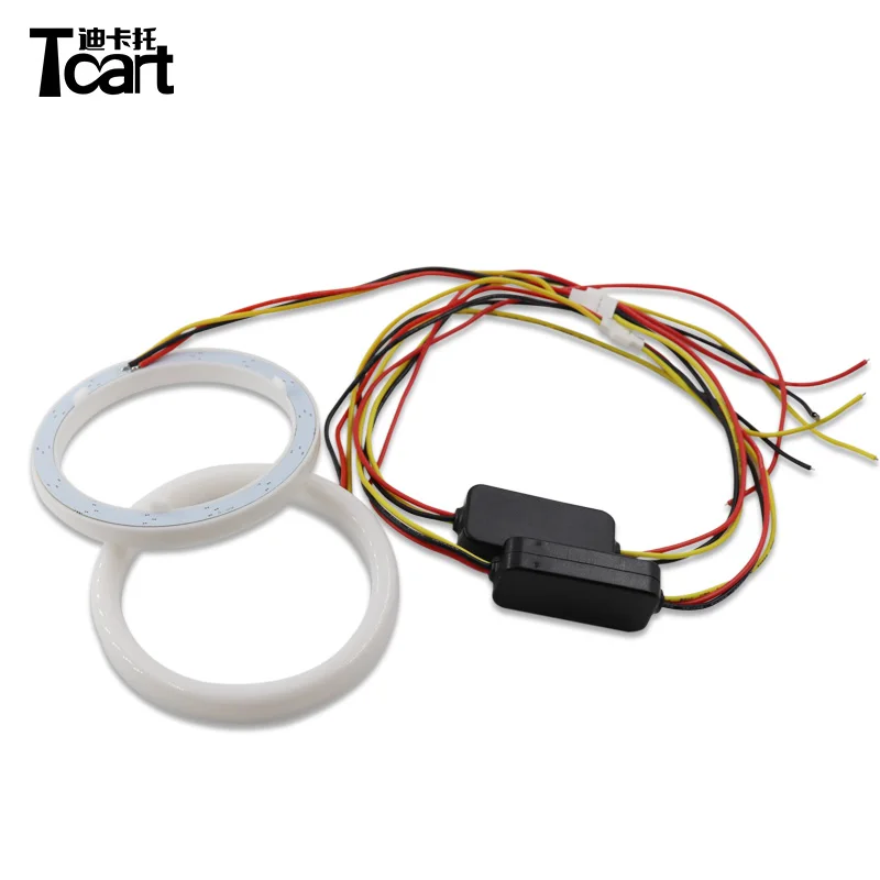 

Tcart 2PCS led Car Angel Eyes lamps fog Headlight Light with Waterproof Yellow Turn Light Signal White drl lights Car styling