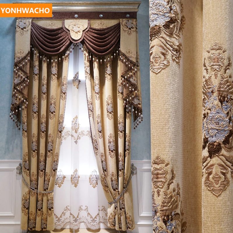 На заказ шторы высокое качество Европейский спальня на вилле синель жаккард