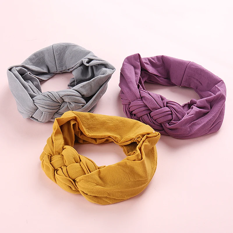 

10 pcs Baby Girls Cross Wide Nylon Headbands Newborn Girls Traceless Head Bands Top Quality Toddlers Infant Head Wraps