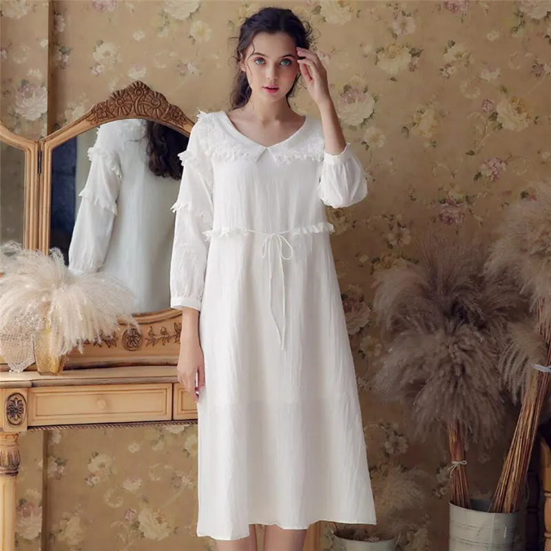 Ретро ночная рубашка Викторианский стиль драпированная домашняя одежда ночное