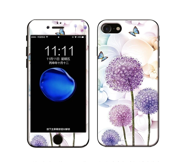 Защитный чехол для экрана для iPhone 8, 7, 6, 6S Plus, переднее закаленное стекло, мембрана и задняя часть из ТПУ, цветной рисунок, чехол