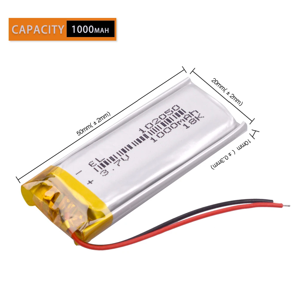 Литий полимерный аккумулятор 2/4 3 7 В 1000 мАч для MP3 MP4 GPS Bluetooth мини камеры Psp 102050