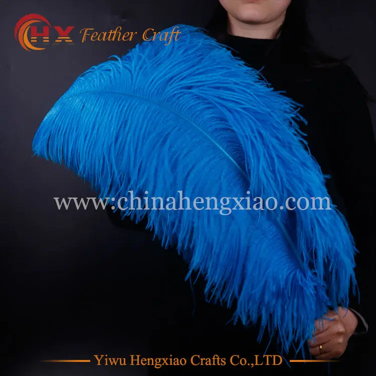10 шт./лот жесткая Удочка с натуральными бирюзовыми синими страусиными перьями 15 75