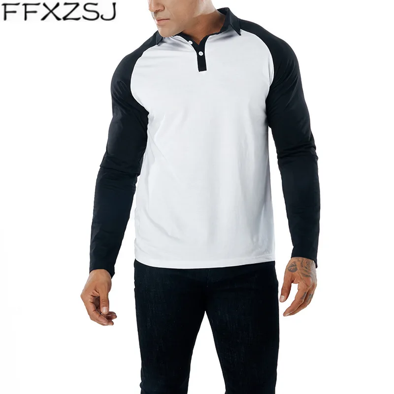Осенняя мужская одежда сшитая рубашка поло с длинным рукавом повседневная