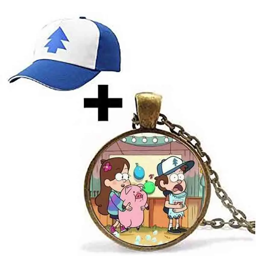 Стимпанк мультфильм mabel pig BILL CIPHER WHEEL friends подарок мужской кулон шляпа ожерелье 1