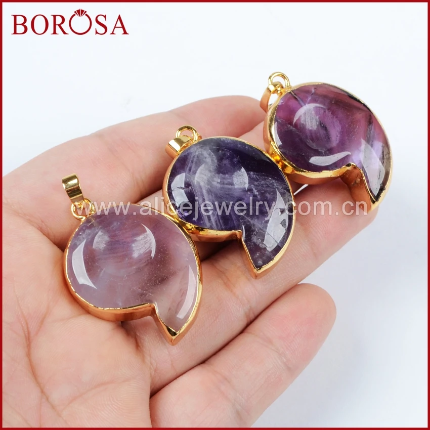 BOROSA модный 1 шт золотой цвет цельный аммонит кулон аметисты Druzy Кристалл