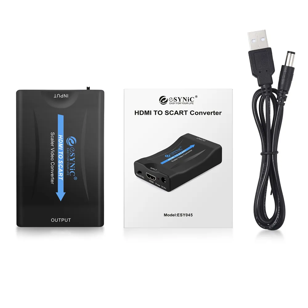 ESYNiC 5 в HDMI конвертер/переходник scart с USB DC кабель Поддержка NTSC PAL высококлассный