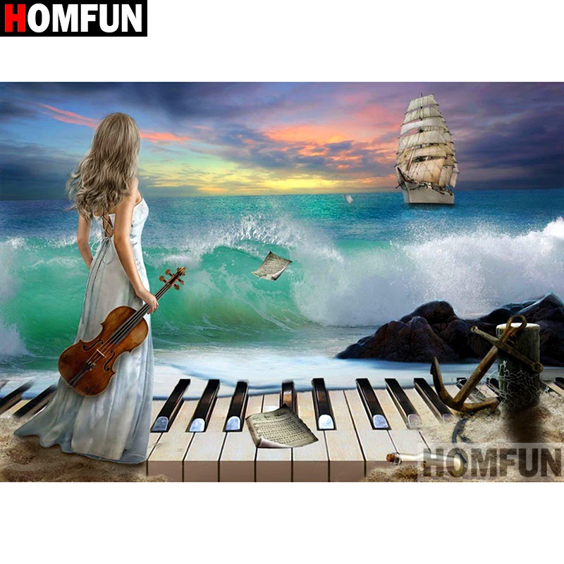 

Алмазная живопись HOMFUN «красивое море», алмазная вышивка «сделай сам» с полными квадратными/круглыми стразами, 5D домашний декор, A08441