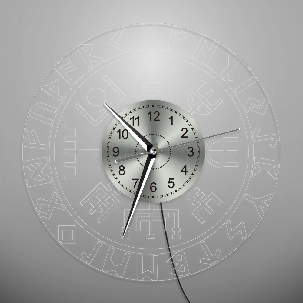 Северный рунический компас светящиеся настенные часы с светодиодным освещением, викингские руны, акриловая кромка, знак освещенного бара "Man Cave".